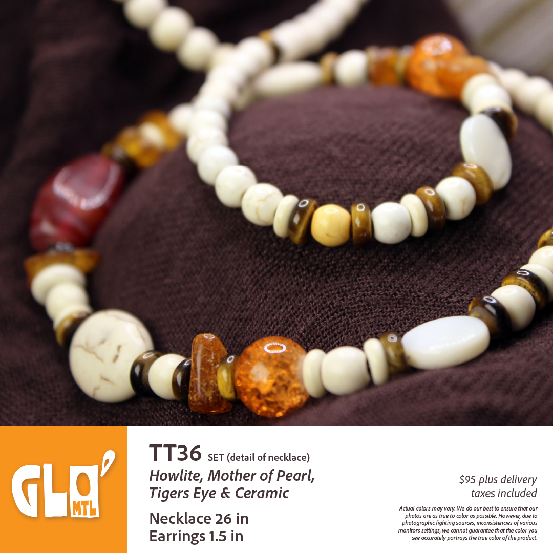 Howlite, Mother of Pearl, Tigers Eye & Ceramic