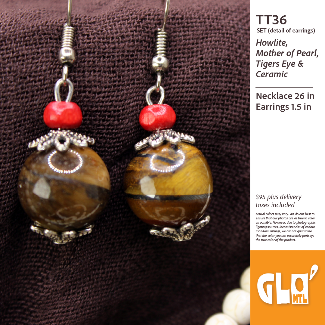 Howlite, Mother of Pearl, Tigers Eye & Ceramic