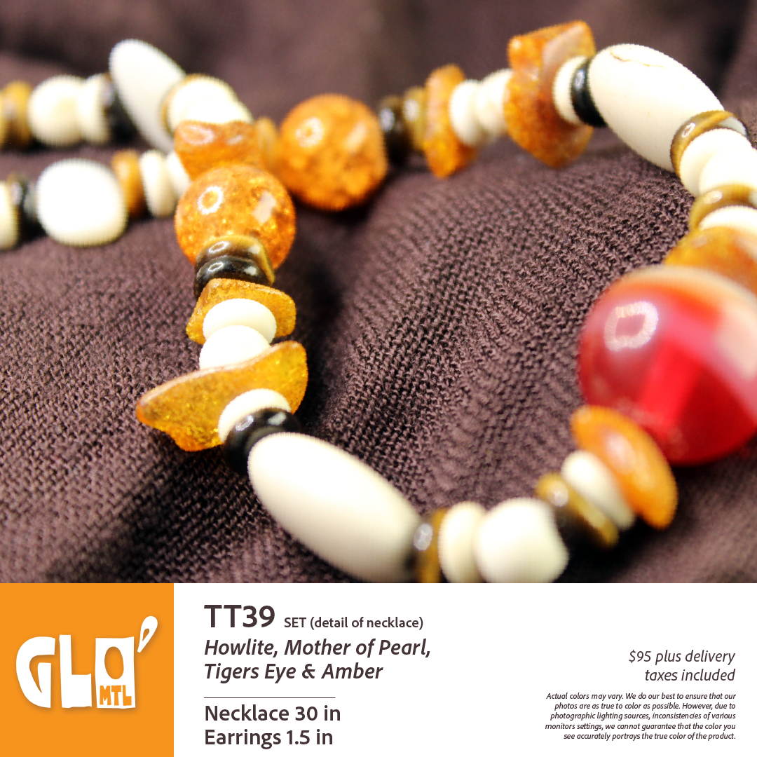 Howlite, Mother of Pearl, Tigers Eye & Amber