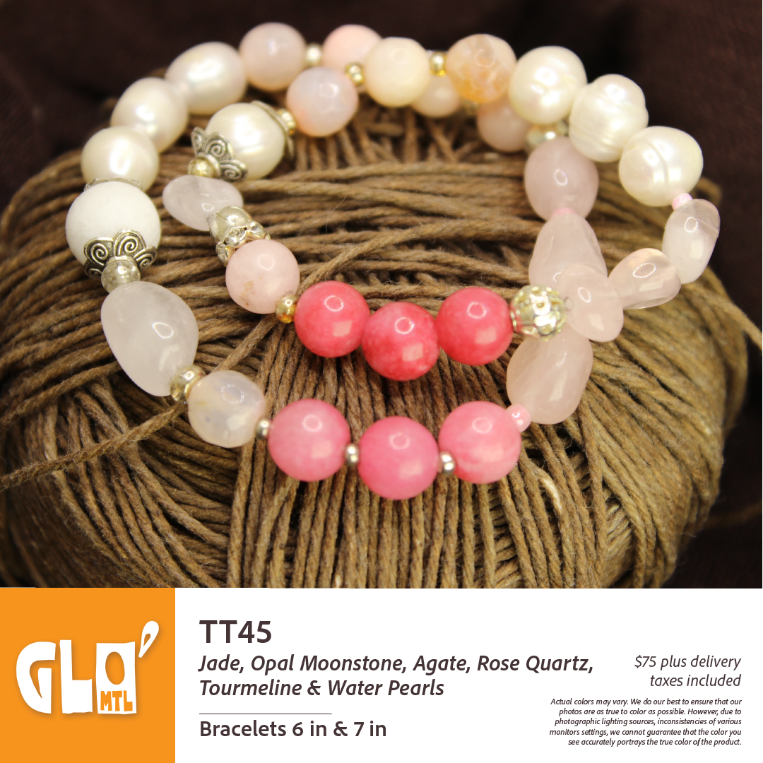 Jade, Opal Moonstone, Agate, Rose Quartz, Tourmaline & Water Pearls