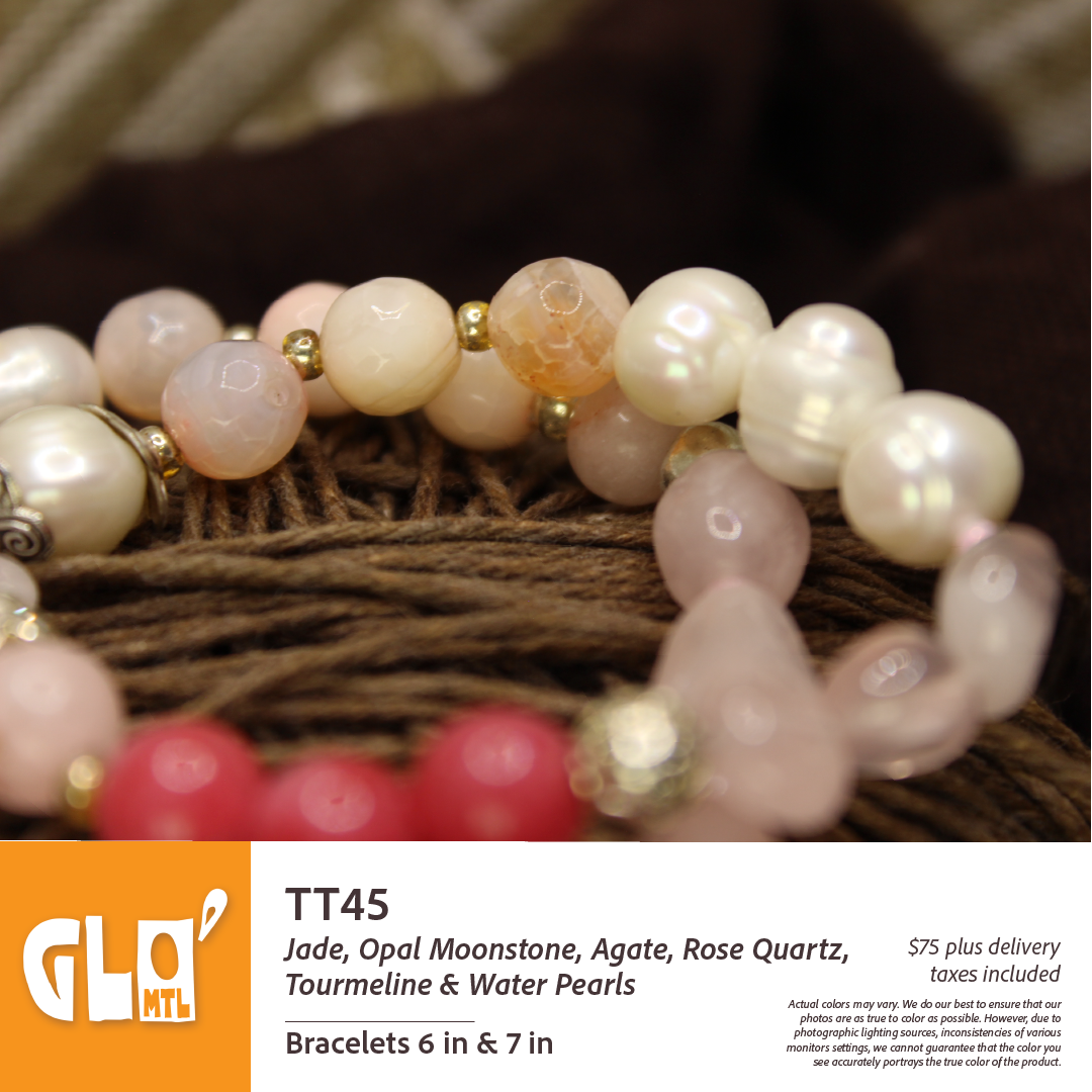 Jade, Opal Moonstone, Agate, Rose Quartz, Tourmaline & Water Pearls