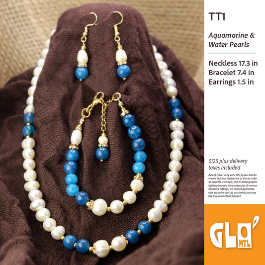 Aquamarine & Water Pearls Trio