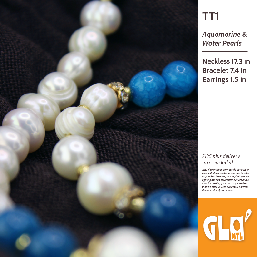 Aquamarine & Water Pearls Trio