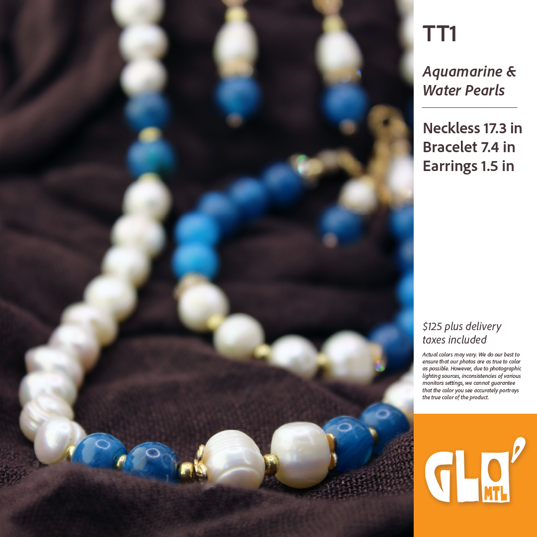 Aquamarine & Water Pearls Trio