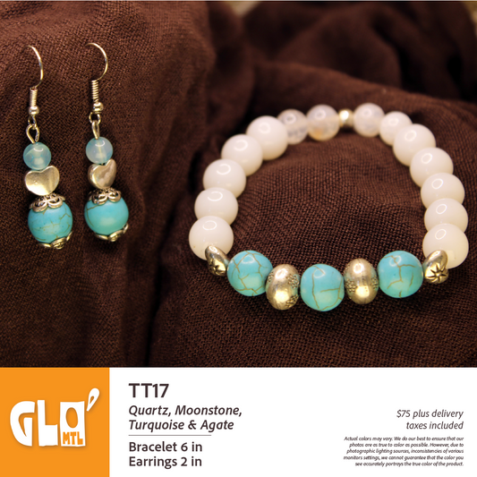 Quartz, Moonstone, Turquoise & Agate