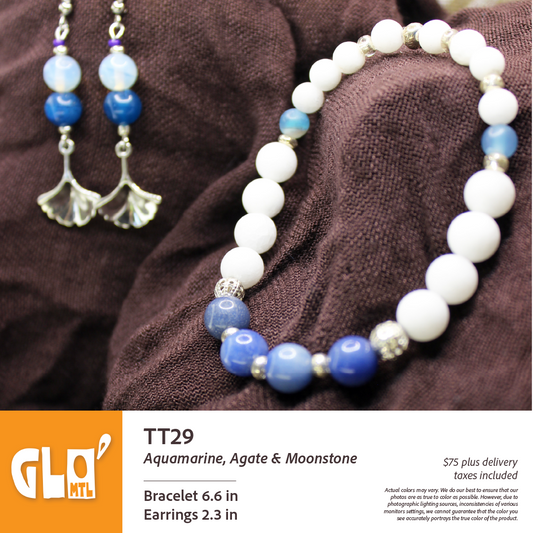 Aquamarine, Agate & Moonstone