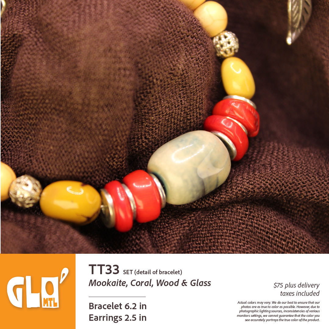 Mokaite, Coral, Wood & Glass
