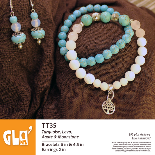 Turquoise, Lava, Agate & Moonstone