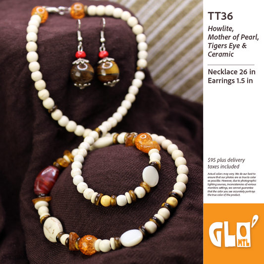 Howlite, Mother of Pearl, Tigers Eye & Ceramic