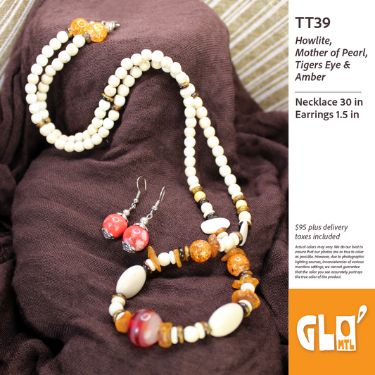 Howlite, Mother of Pearl, Tigers Eye & Amber