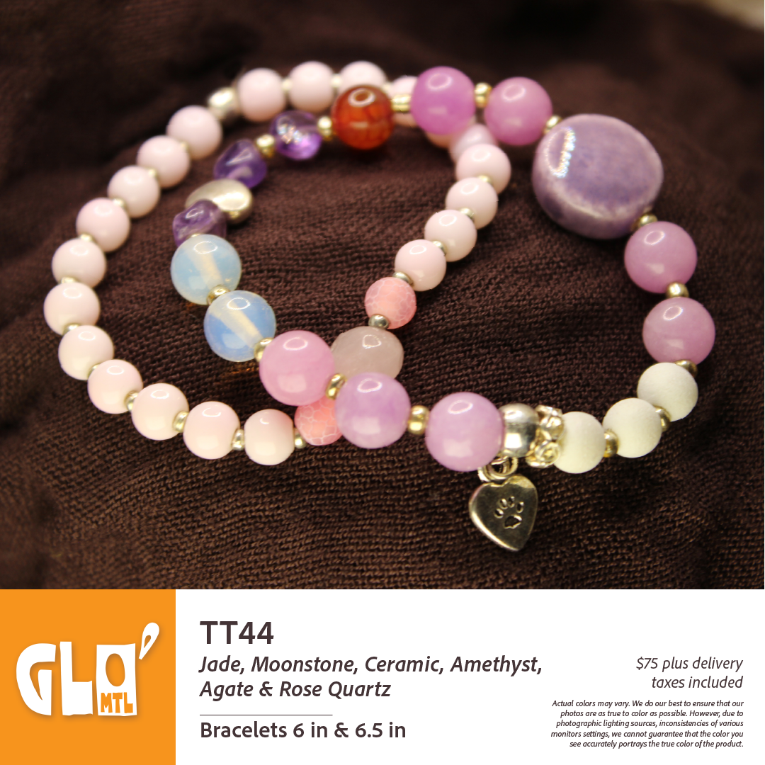 Jade, Moonstone, Ceramic, Amethyst, Agate & Rose Quartz