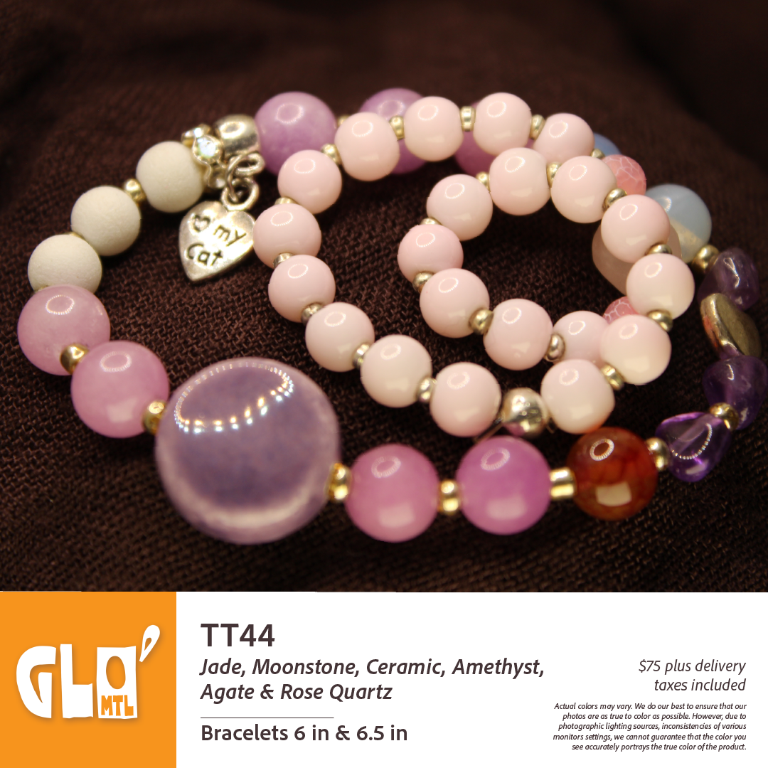Jade, Moonstone, Ceramic, Amethyst, Agate & Rose Quartz