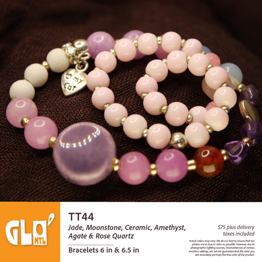 Jade, Moonstone, Ceramic, Amethyst, Agate & Rose Quartz