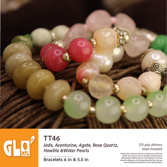 Jade, Aventurine, Agate, Rose Quartz, Howlite & Water Pearls